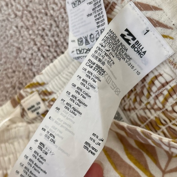 Billabong x Sincerely Jules Cotton Tie Front Beach Bandeau Top in Leaf Print - Picture 6 of 6